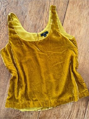 J. Crew Velvet Scoop Tank Top in Mustard